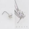 MULTI CZ CELESTIAL SPARKLING CRESCENT MOON WITH STAR 316L SURGICAL STEEL L-SHAPE NOSE RING